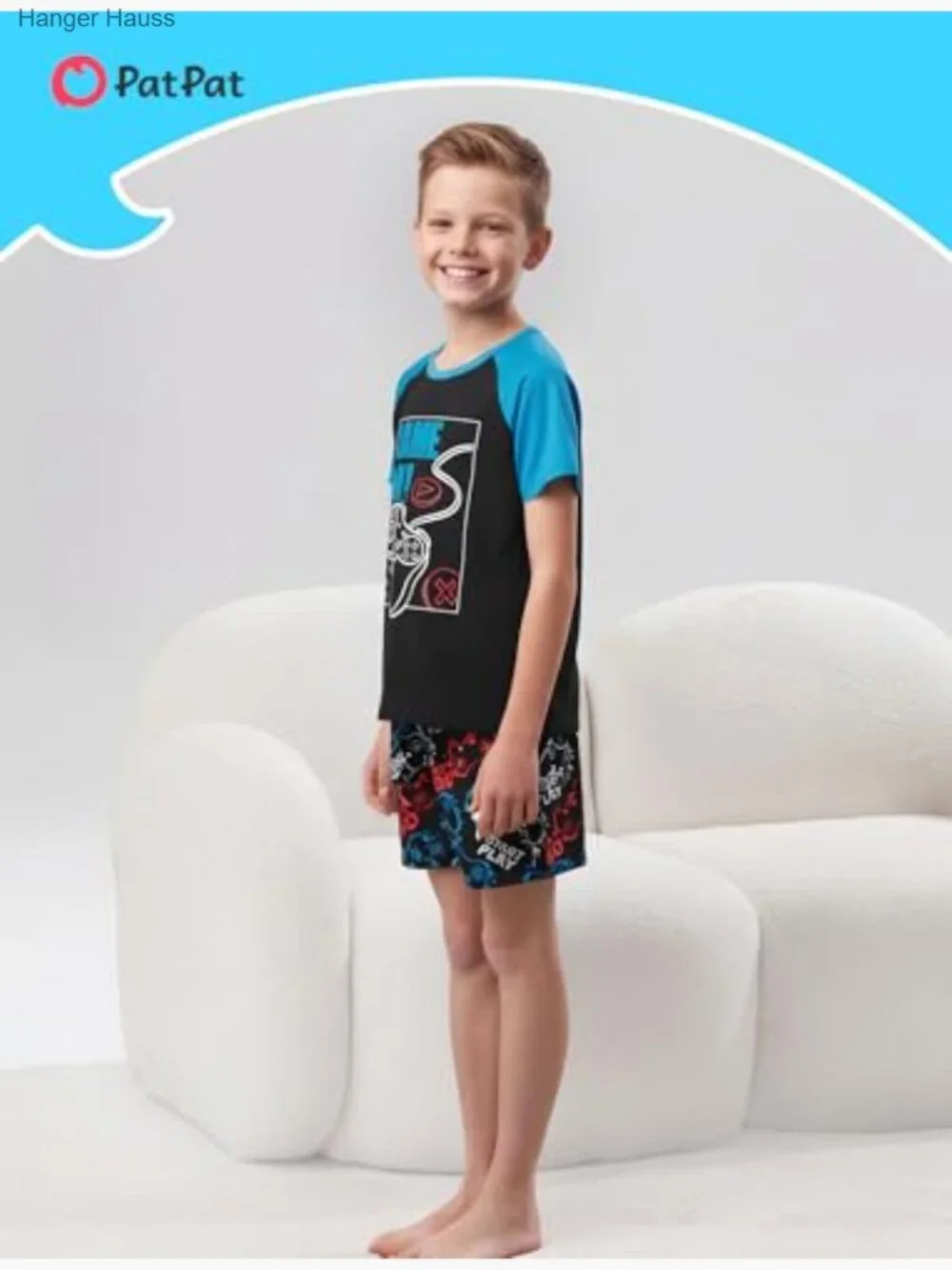 Boys Short Sleeve Pajama Set - 2 Piece Loose Sleepwear